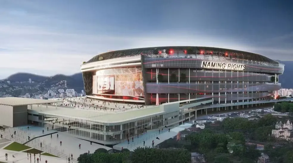 Projeto oficial estádio do Flamengo Gasômetro fachada moderna 2036