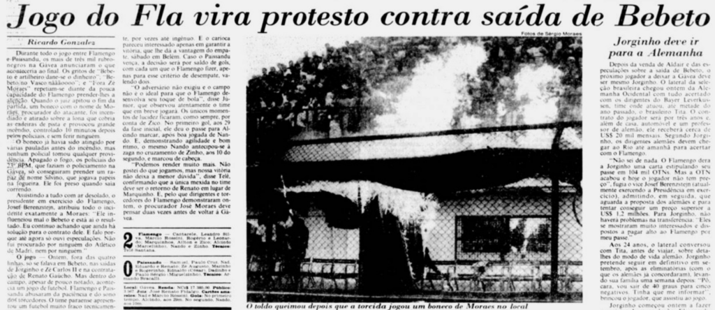 protesto pela saída bebeto do flamengo
